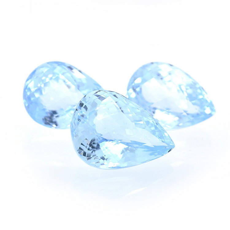 75.10ct Set Blau Topaz Birne Schnitt mit Schachbrett