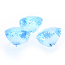 74.82ct Set Topacio Azul Talla Cojín con Damero