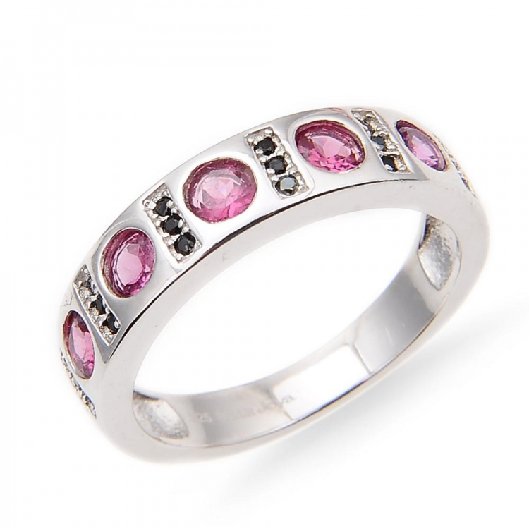 Tourmaline, Black Spinel & 925 Sterling Silver Ring