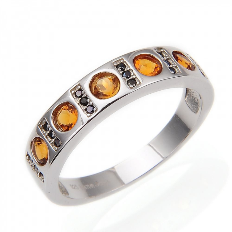 Citrine, Spinel & 925 Sterling Silver Ring