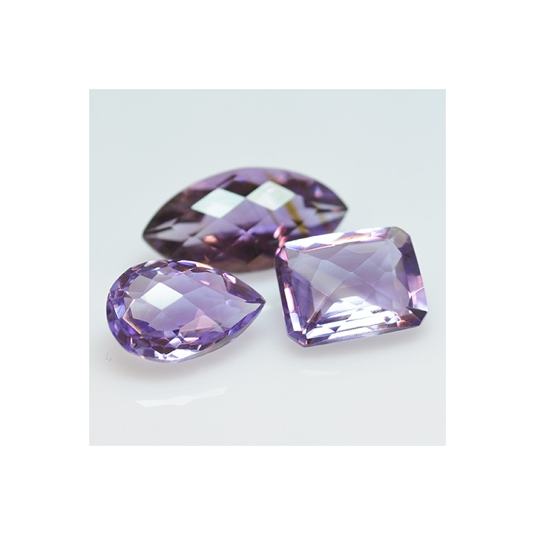 10.99ct Set Amethysten verschiedene Schnitte mit Schachbrett