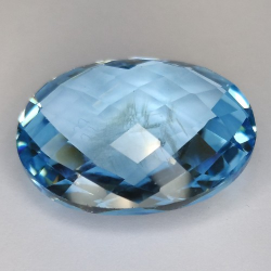 26.33ct Topazio Blu Taglio Ovale doppia Scacchiera