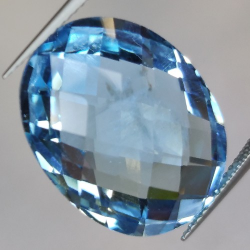 26.33ct Blue Topaz Oval Cut double Checkerboard