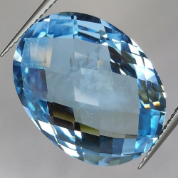 26.33ct Blue Topaz Oval Cut double Checkerboard