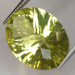 8.07ct Cuarzo Limón Talla Ovalada Cóncavo Damero