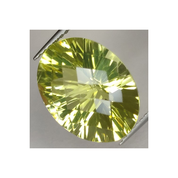 8.07ct Zitronenquarz Oval konkav Schachbrett