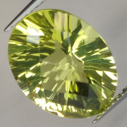 8.07ct Cuarzo Limón Talla Ovalada Cóncavo Damero