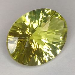 8.07ct Cuarzo Limón Talla Ovalada Cóncavo Damero