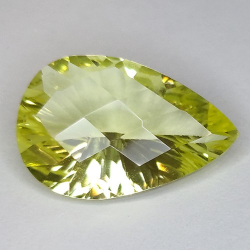 6.07ct Quartz Citron Taille Poire Concave Damier