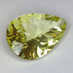 6.07ct Quartz Citron Taille Poire Concave Damier