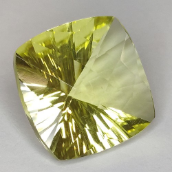 11.11ct Quarzo Limone Taglio Cuscino Concavo Scacchiera