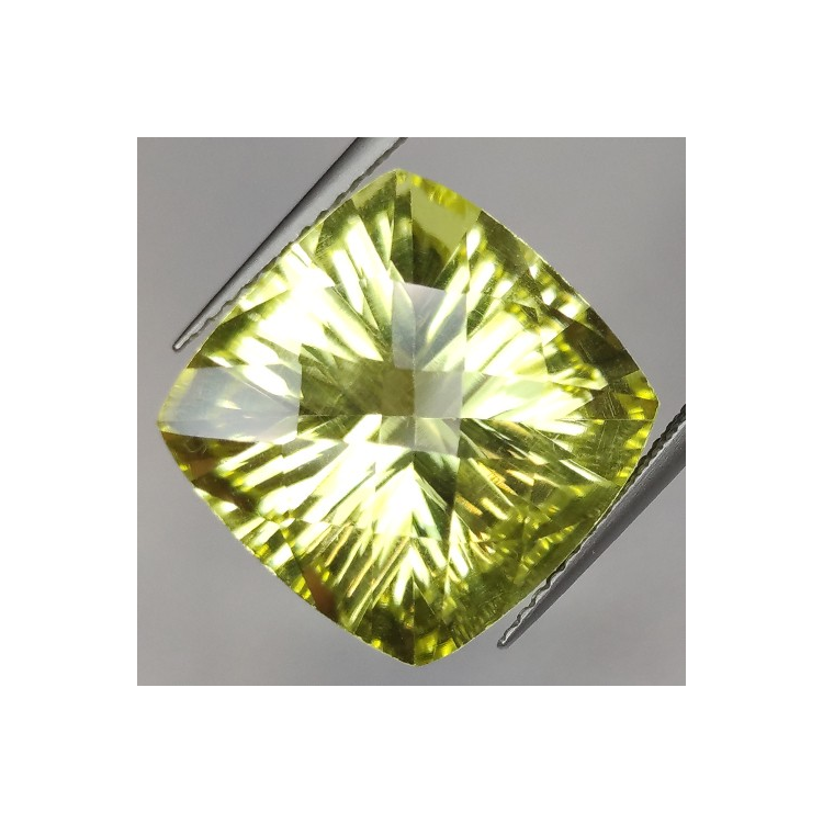 11.11ct Cuarzo Limón Talla Cojín Damero Cóncava