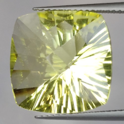 11.11ct Cuarzo Limón Talla Cojín Damero Cóncava