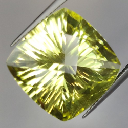 11.11ct Cuarzo Limón Talla Cojín Damero Cóncava