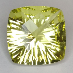 11.11ct Lemon Quartz Cushion Cut Concave Chessboard