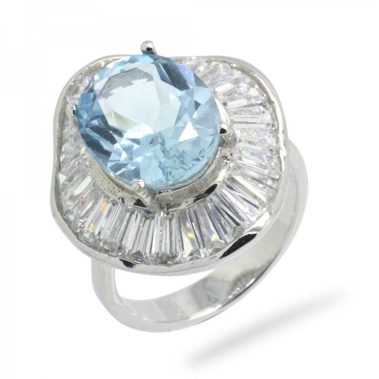 Blue Topaz & 925 Sterling Silver Ring
