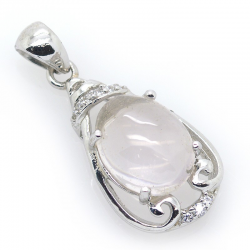 Rose Quartz and 925 Sterling Silver Pendant