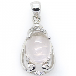 Rose Quartz and 925 Sterling Silver Pendant