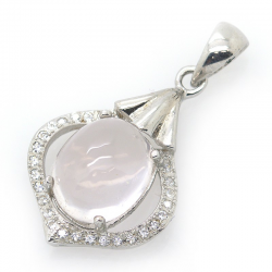 Rose Quartz and 925 Sterling Silver Pendant