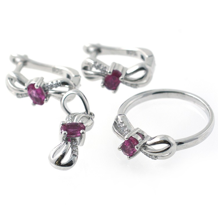 Rosa Turmalin und 925 Silber Set