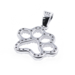 Zircons and 925 Silver Footprint Pendant