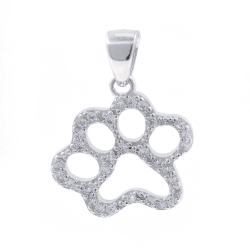 Zircons and 925 Silver Footprint Pendant