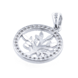 Zircons and 925 Silver Tree of Life Pendant