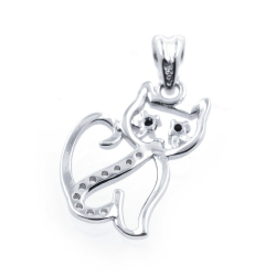 Colgante de Gato Circonitas y Plata 925