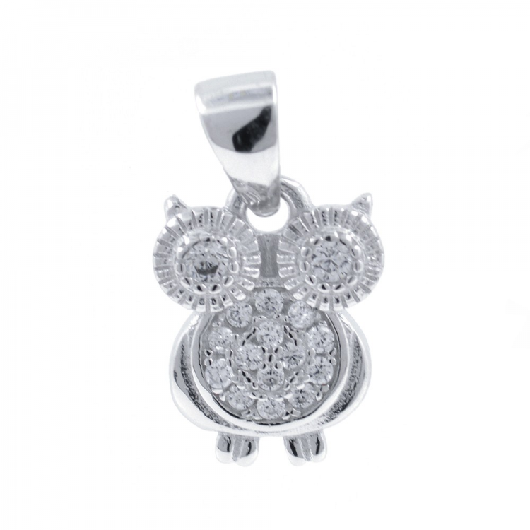 Pendentif hibou avec zircons et argent 925