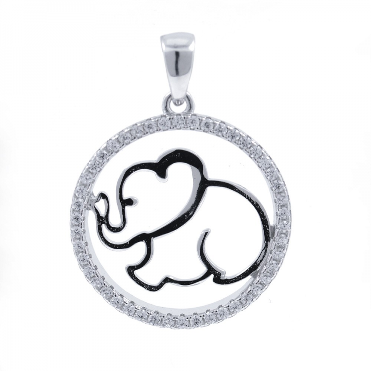 Colgante Elefante de Circonitas y Plata 925