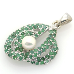 Emerald, Pearl and 925 Silver Pendant