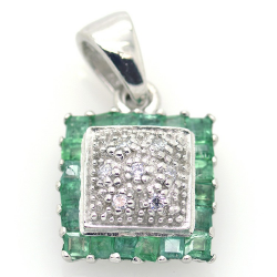 Colgante de Esmeralda, Diamantes y Plata 925