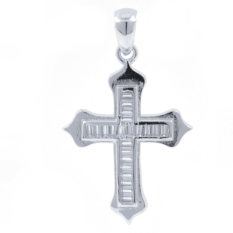 Pendentif croix en zircone et argent 925