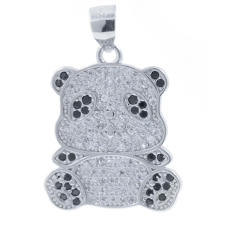 Pendentif Ours Panda avec Zircons et Argent 925