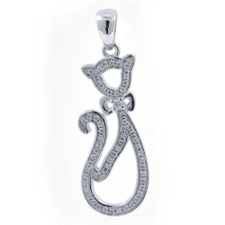Colgante Gato de Circonitas y Plata 925