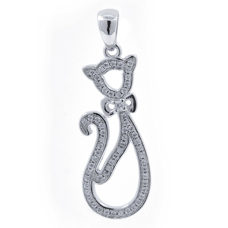 Colgante Gato de Circonitas y Plata 925