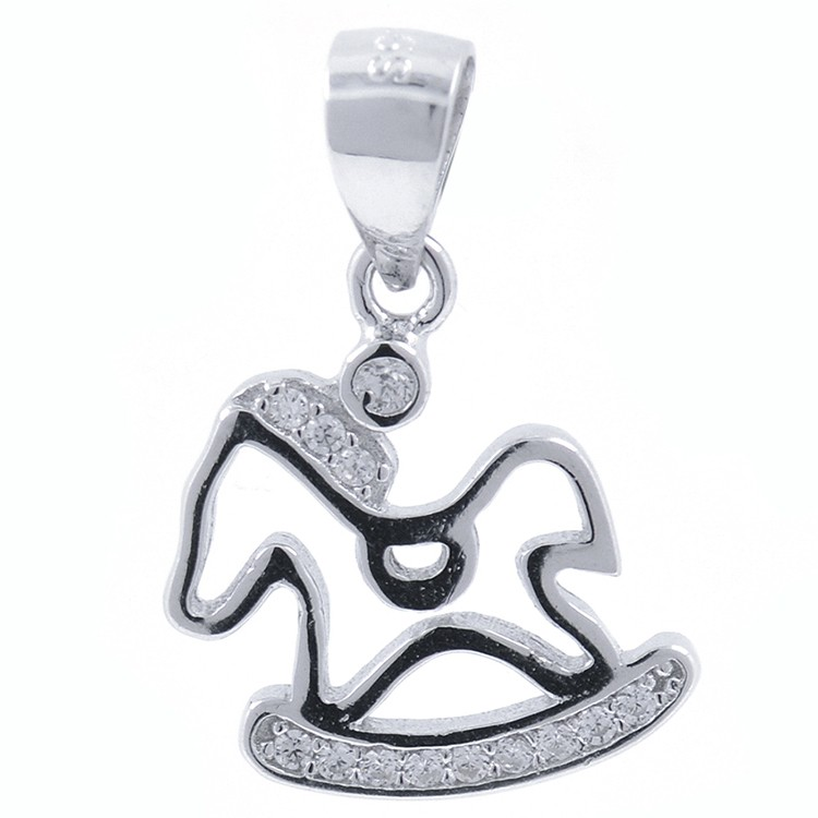 Pendente Cavallo con Zirconi e Argento 925