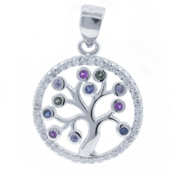 Tree of Life Pendant with Zircons and 925 Silver