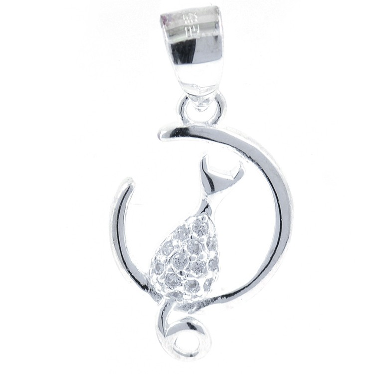 Katzen- und Mondanhänger mit Zirkonen und 925er Silber