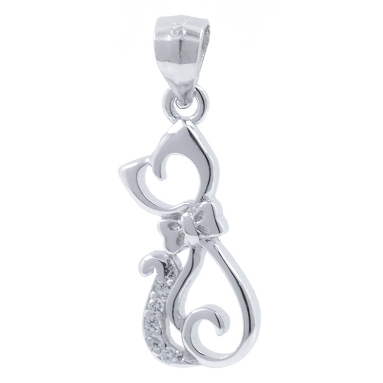 Zirkone und 925 Silver Cat Anhänger