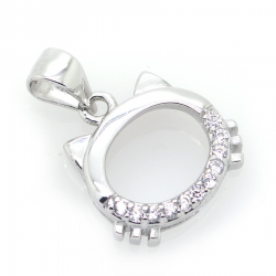 Colgante Gato de Circonitas y Plata 925