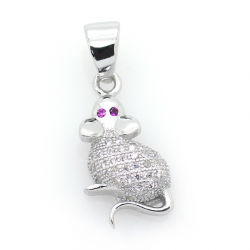 Pendentif souris en zircone et argent 925