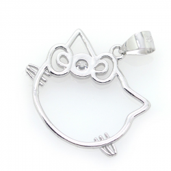 Zircons and 925 Silver Cat Pendant