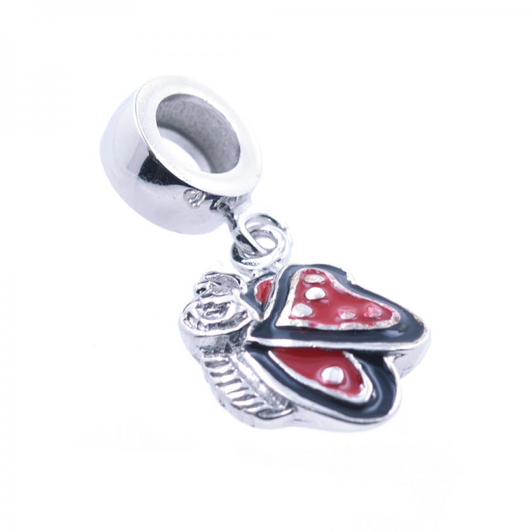 Silber 925 Anhänger und rot-schwarze Emaille