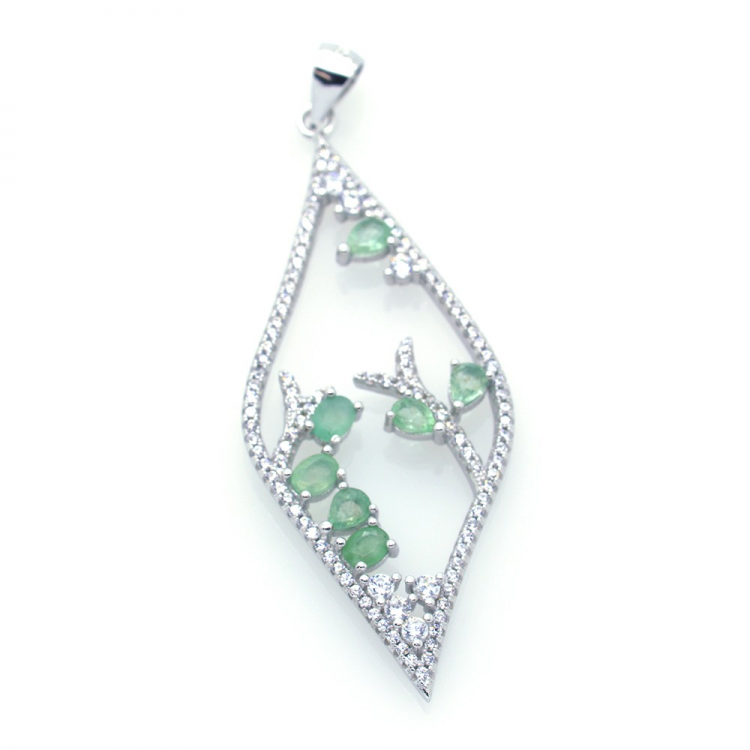 Pendentif émeraude et argent 925