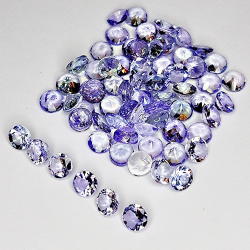 Tanzanite da 8,12 ct, taglio rotondo, 3 mm, 67 pezzi