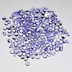 Lotto di gemme di BLU VIOLA TANZANITE Sfaccettato Rotondo di 7.24ct. 2x1mm. 254pz