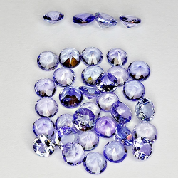 3.74ct Tanzanite coupe ronde 3mm 37 pièces