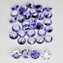 Tanzanite da 3,74 ct, taglio rotondo, 3 mm, 37 pezzi