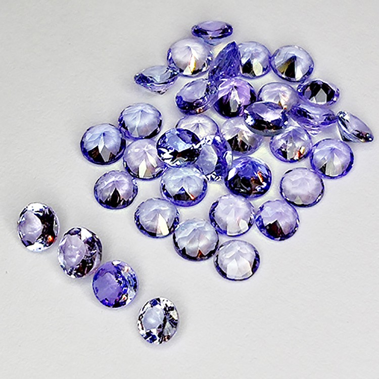 3.74ct Tanzanite round cut 3mm 37 pieces